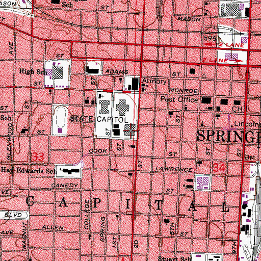 Topographic Map of Centennial Building, IL