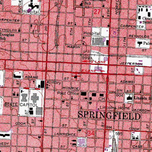 Topographic Map of Illinois State Historical Library, IL