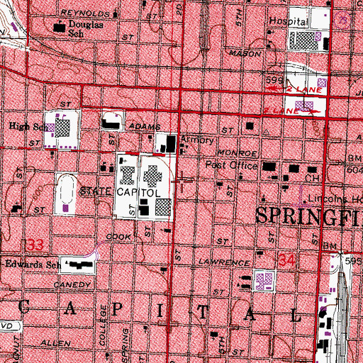Topographic Map of Illinois Supreme Court Library, IL