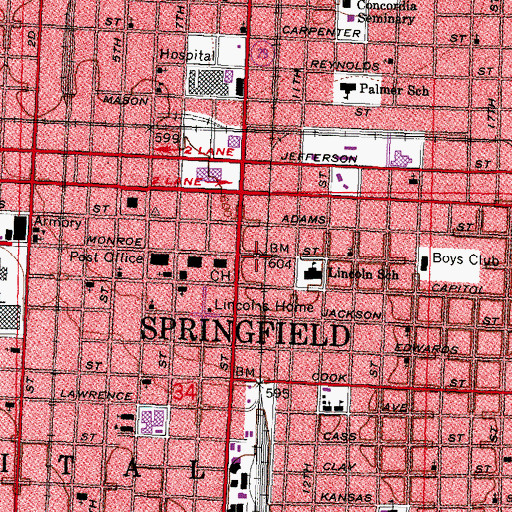 Topographic Map of Lincoln Depot, IL