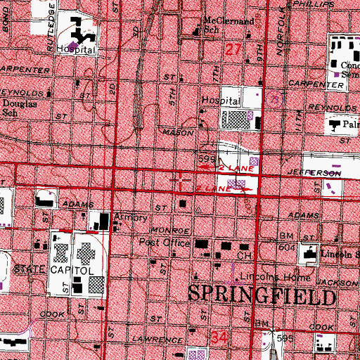 Topographic Map of Old State Capitol Plaza, IL