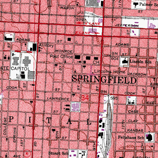 Topographic Map of Oliver P Parks Telephone Museum, IL