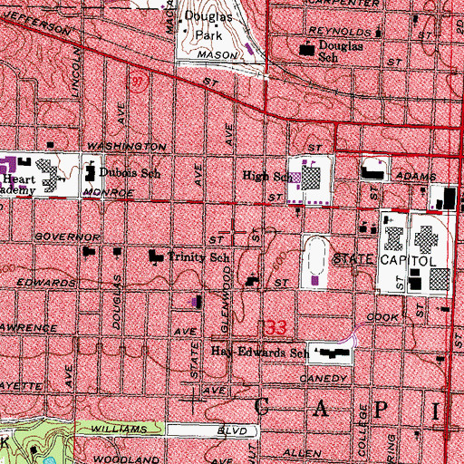 Topographic Map of Stratton Building, IL