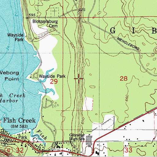 Topographic Map of Svens Bluff, WI