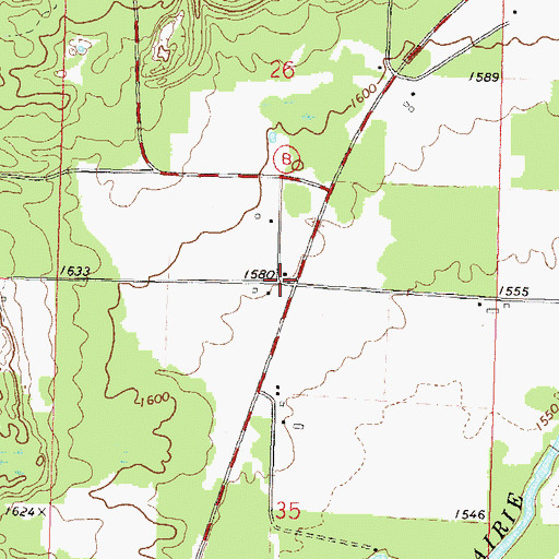 Topographic Map of Elm City School (historical), WI