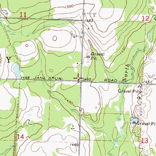 Topographic Map of Janes Spur School (historical), WI