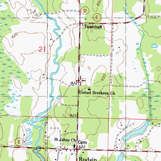 Topographic Map of Emmanuel Evangelical Crystal Lake Cemetery, WI