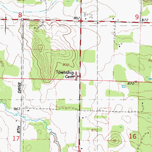 Topographic Map of Newton Cemetery, WI