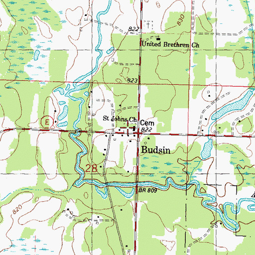 Topographic Map of Saint Johns Lutheran Cemetery, WI