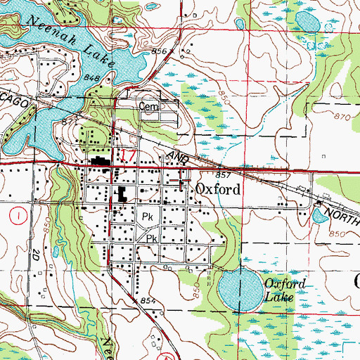 Topographic Map of Saint Johns Lutheran Church, WI