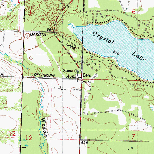 Topographic Map of Saint Paul Lutheran Cemetery, WI