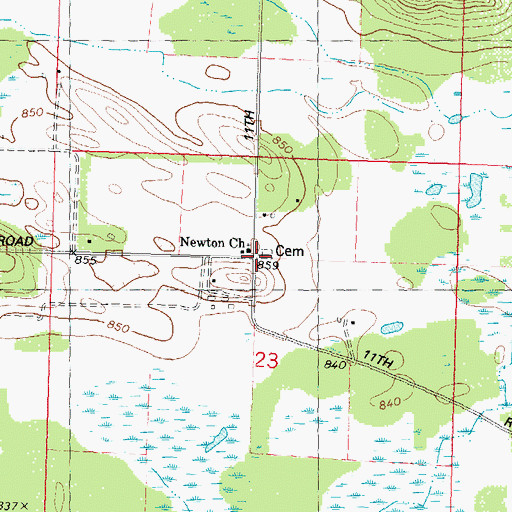 Topographic Map of Saint Paul Lutheran Cemetery, WI