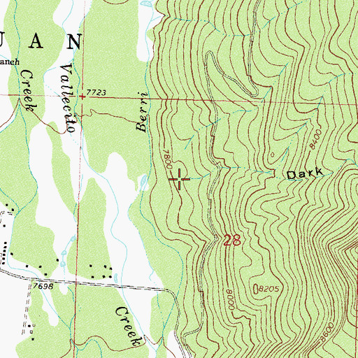Topographic Map of Dark Canyon, CO