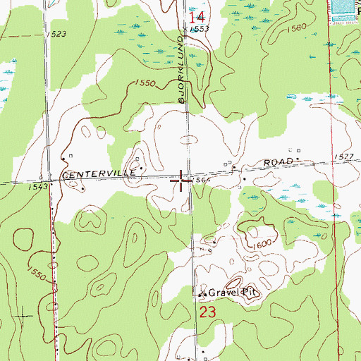 Topographic Map of Centerville School (historical), WI