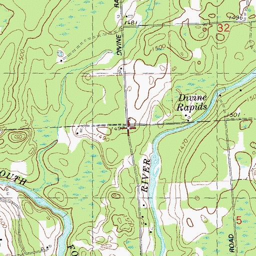 Topographic Map of Divine Rapids School (historical), WI