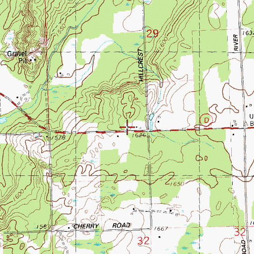 Topographic Map of East Highland School (historical), WI