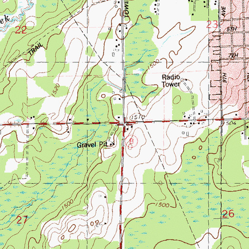 Topographic Map of Greenfield School (historical), WI