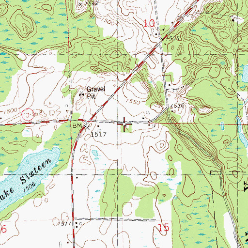 Topographic Map of Lake Ten School (historical), WI