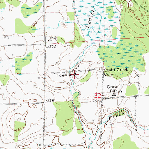Topographic Map of Levitt Creek School (historical), WI