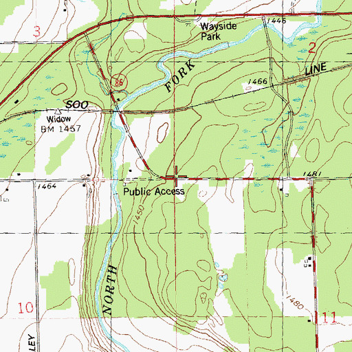 Topographic Map of North Fork School (historical), WI