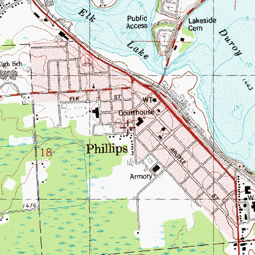 Topographic Map of Saint John Lutheran Church, WI