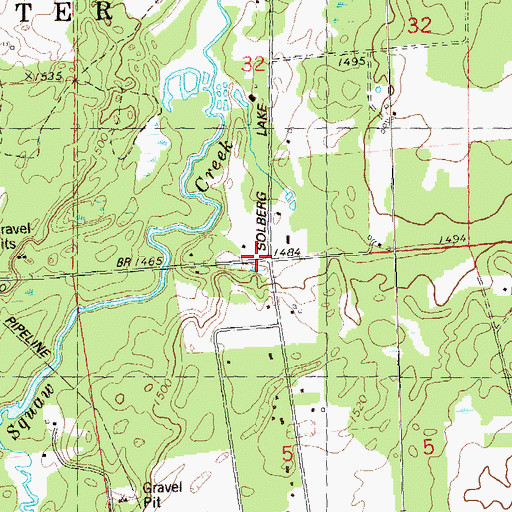 Topographic Map of Squaw Creek School (historical), WI