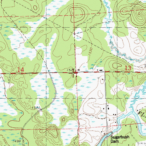 Topographic Map of Sugarbush School (historical), WI