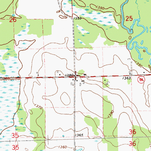 Topographic Map of Cleveland School (historical), WI