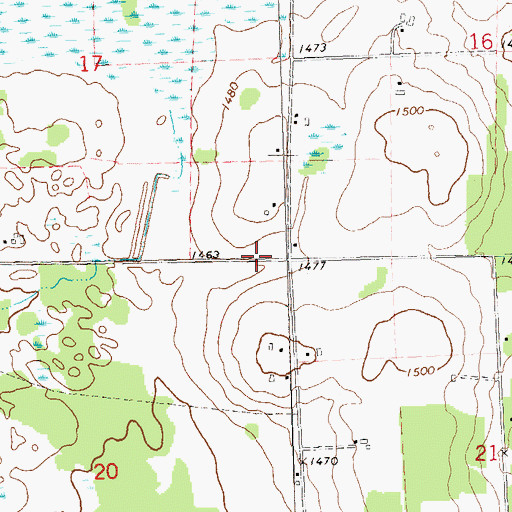 Topographic Map of Meadownook School (historical), WI