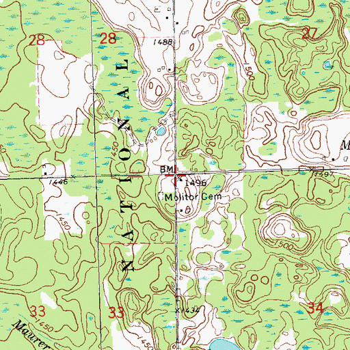 Topographic Map of Pine Tree School (historical), WI