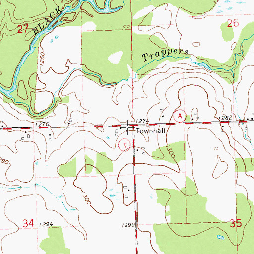 Topographic Map of Redville School (historical), WI