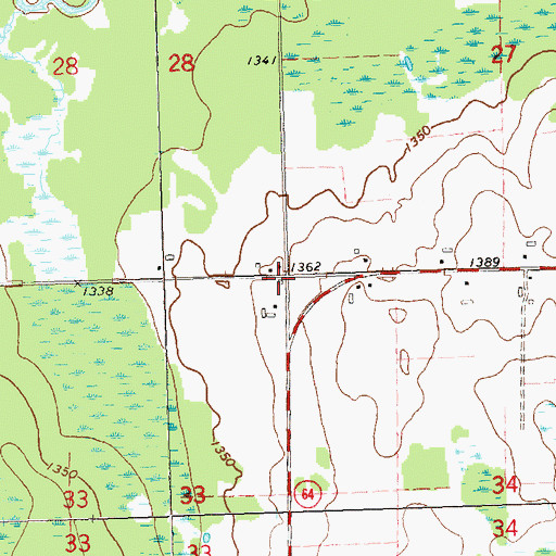Topographic Map of Wayside School (historical), WI