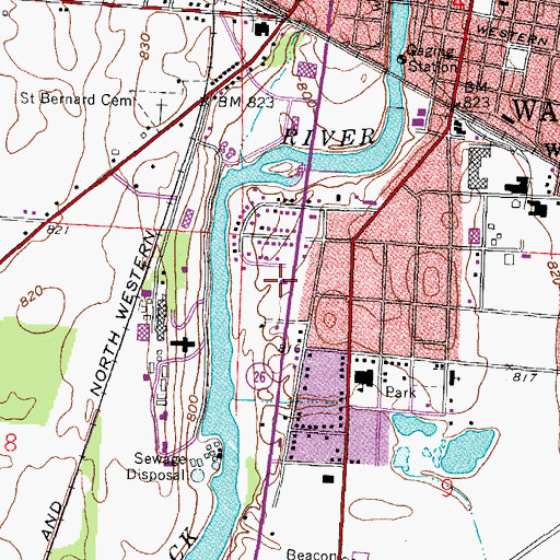 Topographic Map of Assembly of God Church, WI