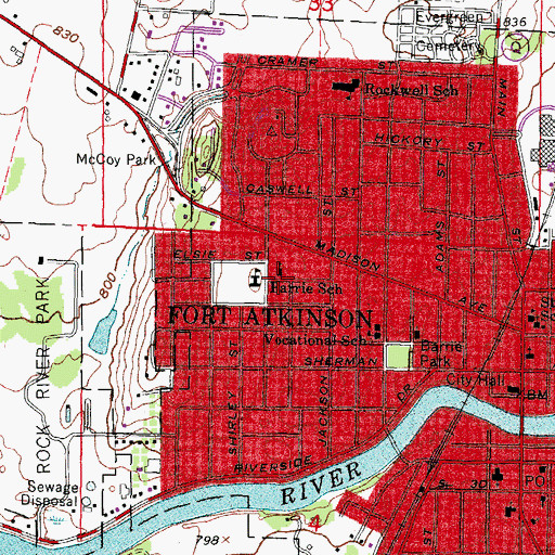 Topographic Map of Bethany Evangelical Lutheran Church, WI