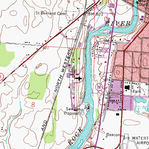 Topographic Map of Bethesda Lutheran Home, WI