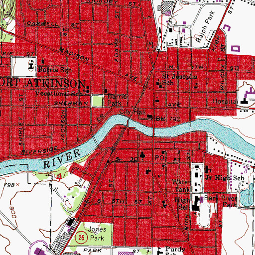 Topographic Map of Bicentennial Park, WI