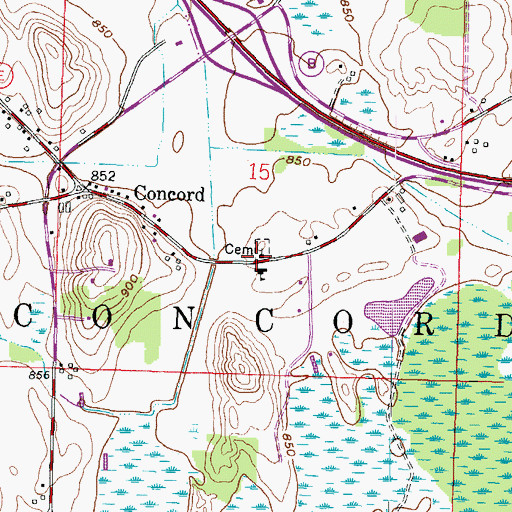 Topographic Map of Concord United Methodist Church, WI