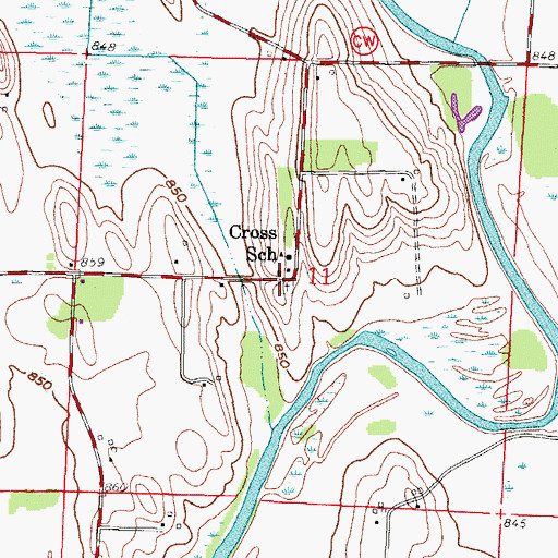 Topographic Map of Cross Lutheran Church, WI