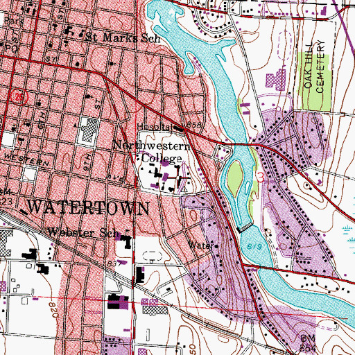 Topographic Map of East Hall, WI