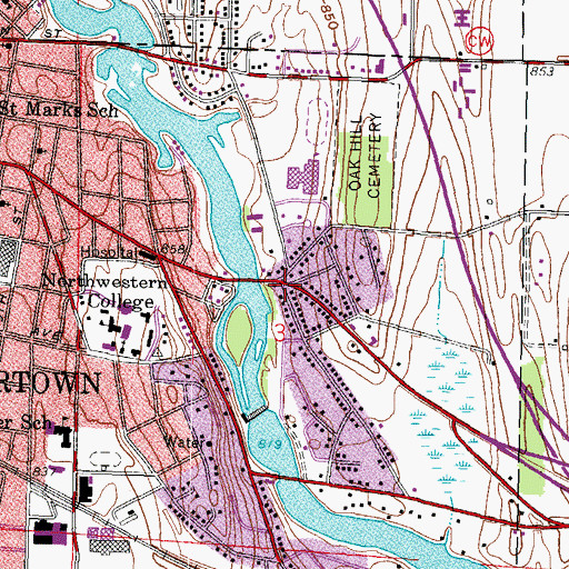 Topographic Map of East Water Street Playlot, WI