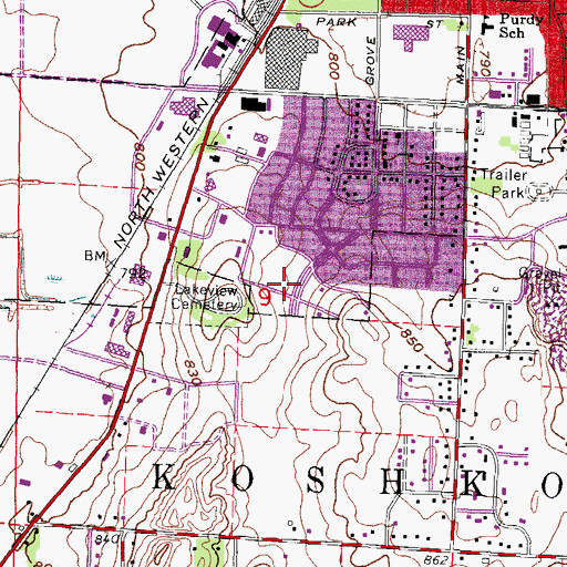 Topographic Map of Endl Park, WI