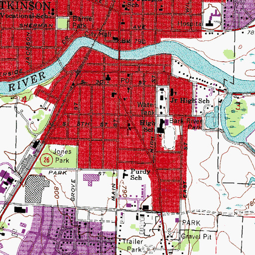 Topographic Map of First Baptist Church, WI