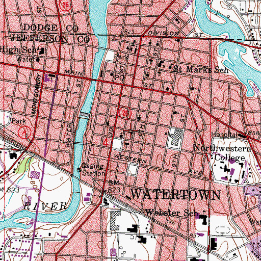 Topographic Map of First Church of Christ Scientist, WI