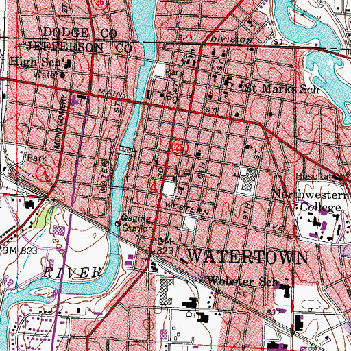 Topographic Map of First Congregational United Church of Christ, WI