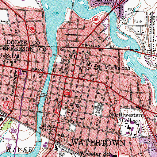 Topographic Map of First Methodist Episcopal Church (historical), WI