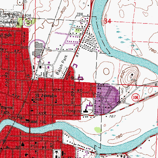 Topographic Map of Fort Atkinson Health Care Center, WI