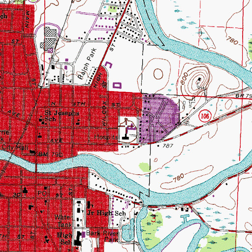 Topographic Map of Fort Memorial Hospital, WI