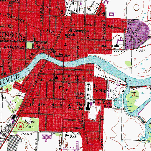 Topographic Map of Friedens United Church of Christ, WI