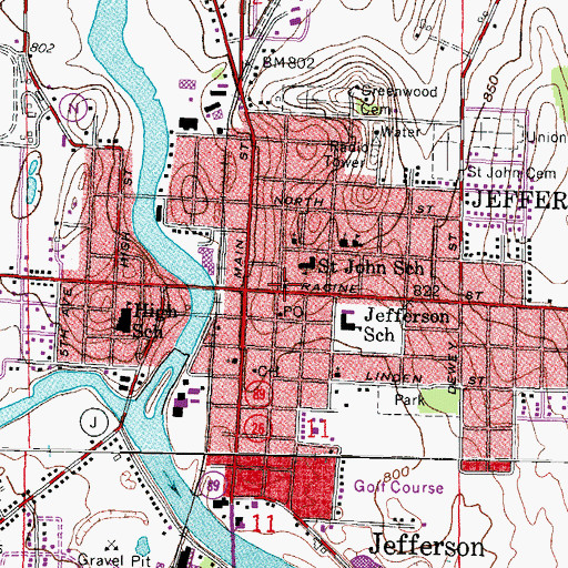 Topographic Map of Immanuel United Methodist Church, WI