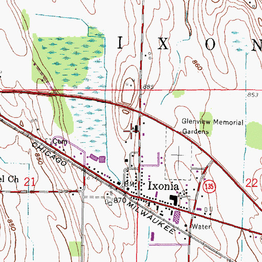 Topographic Map of Ixonia Elementary School, WI